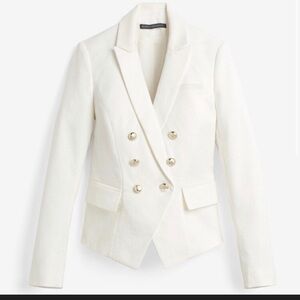 Kensie Cream Textured Blazer with Silver Buttons